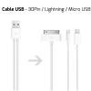 Unotec Cable USB 3 en 1 iPhone/iPad + Lightning+ MicroUSB 8781 pequeño