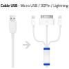 Cable USB Tri-Charge MicroUSB/30Pines/Lightning 70343 pequeño