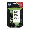 HP 301 Pack 3 Cartuchos de Tinta Original 2 x Negra + Tricolor 119473 pequeño