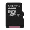 Kingston microSDXC 64GB Clase 10 UHS-I + Adaptador 67851 pequeño