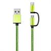 X-One CDC1000GR Cable USB a Micro + Tipo-C Verde 127025 pequeño