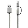 X-One CDC1000S Cable USB a Micro + Tipo-C Plata 127026 pequeño