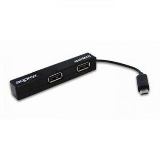  imagen de ANDROID HUB APPROX 4 PUERTOS USB2.0 FUNCION OTG DE MICRO USB A USB COLOR NEGRO 17683