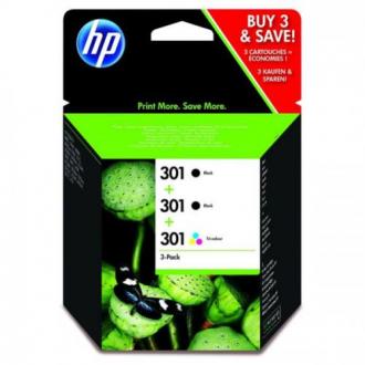  imagen de HP 301 Pack 3 Cartuchos de Tinta Original 2 x Negra + Tricolor 112804