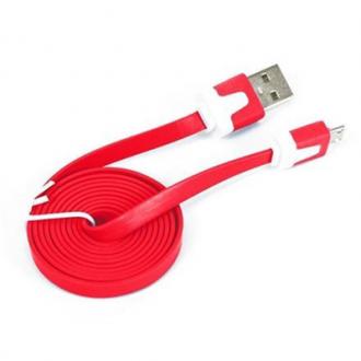  OMEGA Cable plano microUSB-USB 2.0 tablet 1M Rojo 114381 grande