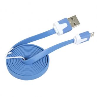  OMEGA Cable plano microUSB-USB 2.0 tablet 1M Azul 114441 grande