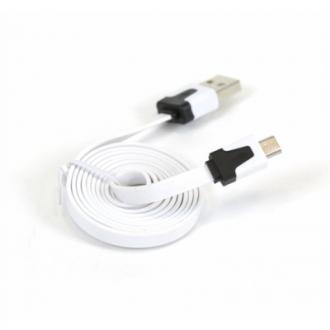  imagen de OMEGA Cable plano microUSB-USB 2.0 tablet 1M Blanc 108206