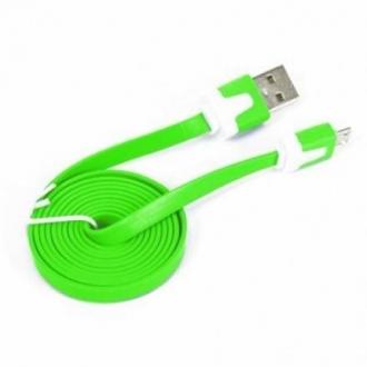  OMEGA Cable plano microUSB-USB 2.0 tablet 1M Verde 63077 grande