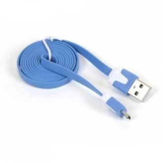  imagen de OMEGA Cable plano microUSB-USB 2.0 tablet 1M Azul 63075