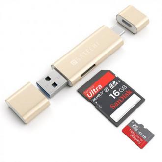  imagen de Satechi Lector de Tarjetas SD/MicroSD con USB 3.0/ USB Tipo C Plateado 115864
