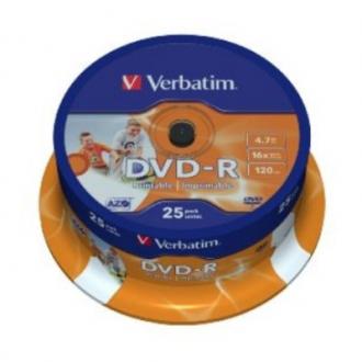 Verbatim DVD-R Wide Inkjet Printable ID Brand 4.7GB 16x Pack 25 - DVD-R 109042 grande
