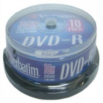  imagen de VERBATIM DVD-R 4.7GB 16x Tubo 10 unidades 63171