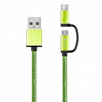  X-One CDC1000GR Cable USB a Micro + Tipo-C Verde 127025 grande