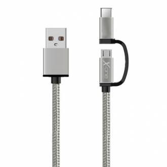  imagen de X-One CDC1000S Cable USB a Micro + Tipo-C Plata 127026
