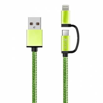  imagen de X-One CDL1000GR Cable USB a Micro + iPhone Verde 128326