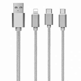  imagen de X-One CTU1000S Cable USB 3 en 1 trenzado Blanco 127031